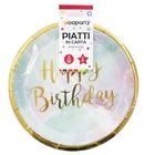 Happy Birthday papírtányér márványos 6db - 23cm