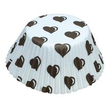 Muffin papír 12 cm - barna szíves - 50 db