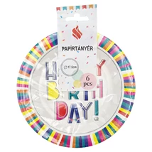 Happy birthday papírtányér szett 6db - 17.5 cm