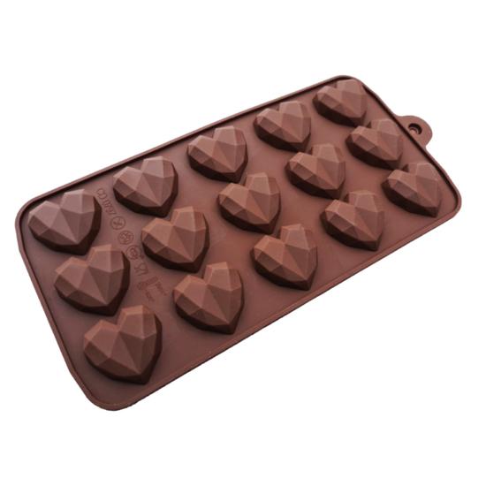 Gyémánt szív bonbon szilikon forma - 15 adagos