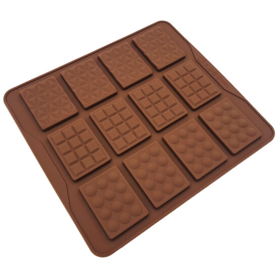 Mini tábla csokoládé variációk szilikon forma - 12 adagos
